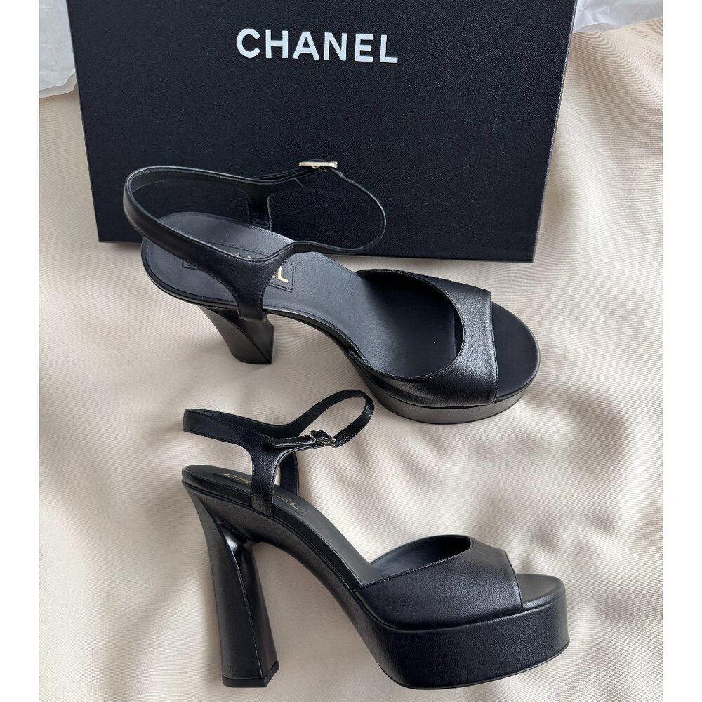 Chanel Platform Black Sandal, size 41